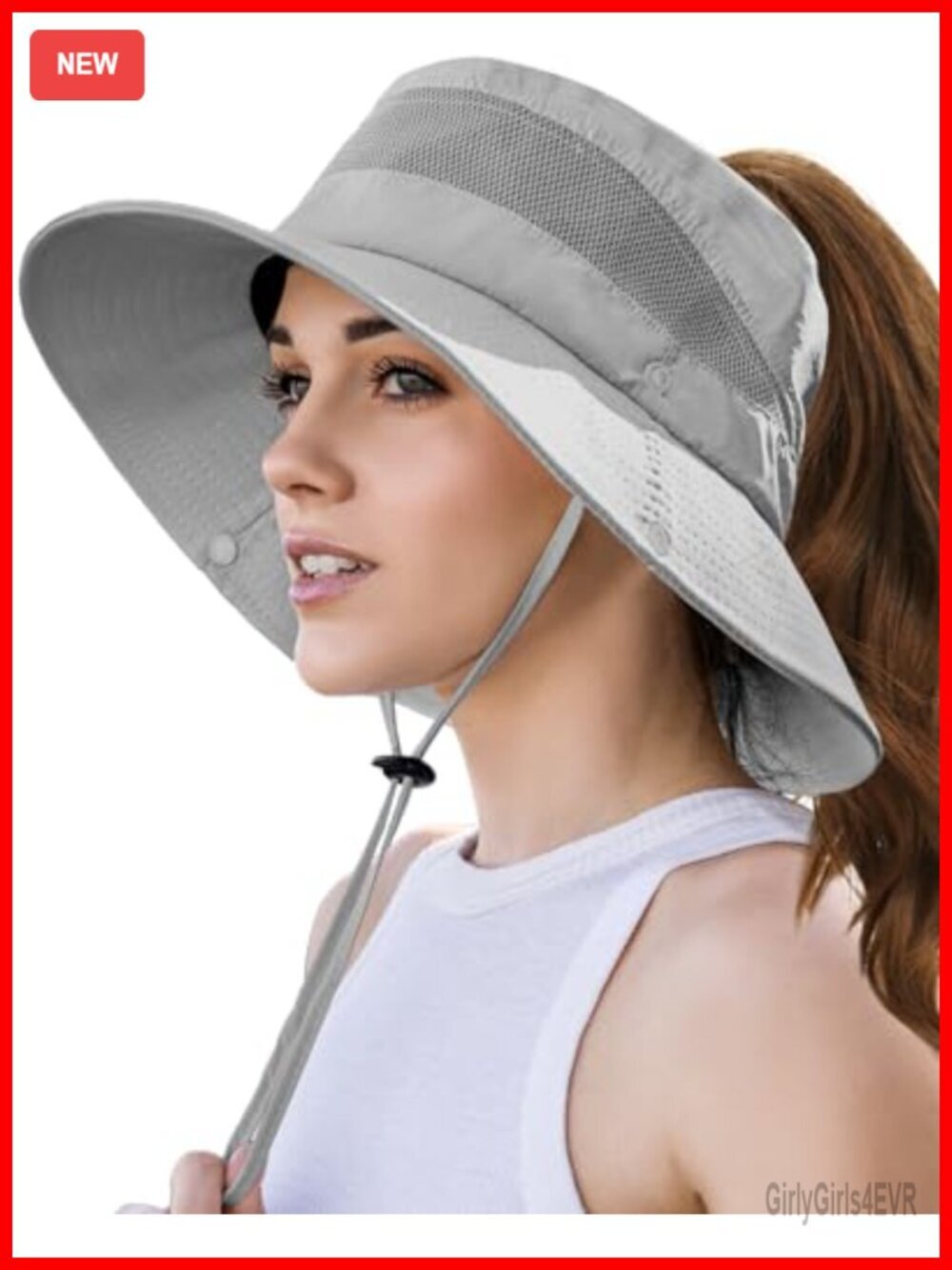 UPF 50+ Waterproof Sun Bucket Hat with Ponytail Hole